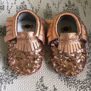 Itzy Ritzy Rose Gold Sequin Moccs